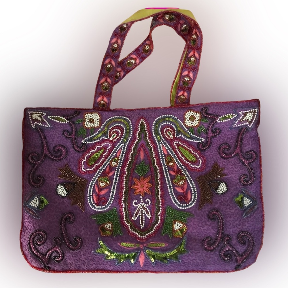 Gorgeous artisan hand-beaded multi color SATCHEL